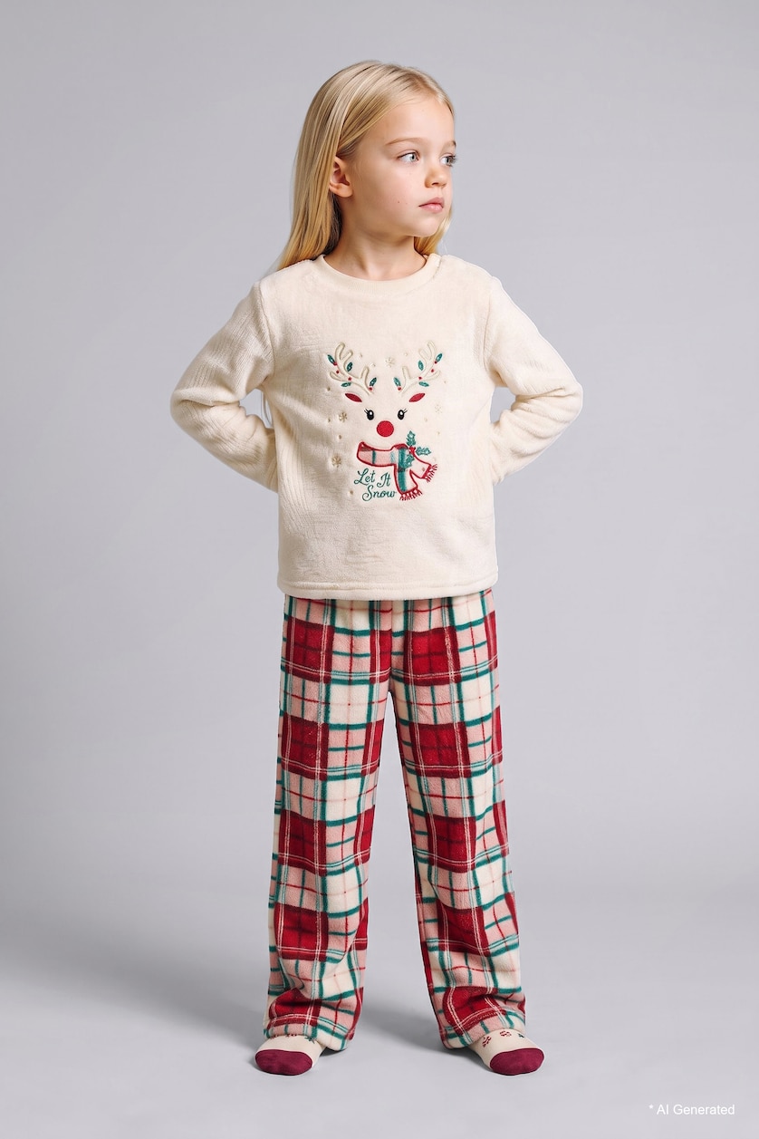 Baby Girls Ecru 2 piece Regular Fit Knitted Pyjamas