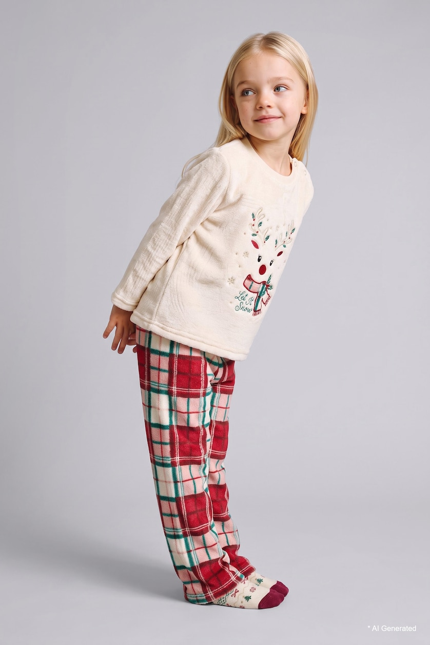 Baby Girls Ecru 2 piece Regular Fit Knitted Pyjamas