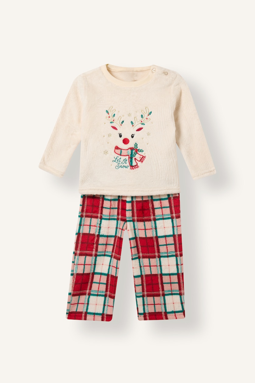 Baby Girls Ecru 2 piece Regular Fit Knitted Pyjamas