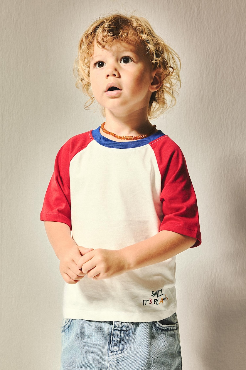 BABY BOY Ecru Baby Boy Oversize Fit 100% Cotton Ecru Short Sleeve T-Shirt