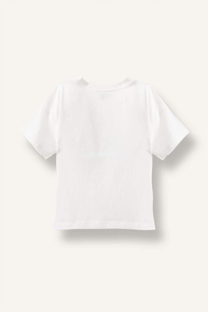 Baby Boys Ecru Oversize Fit Printed Short Sleeve T-Shirt