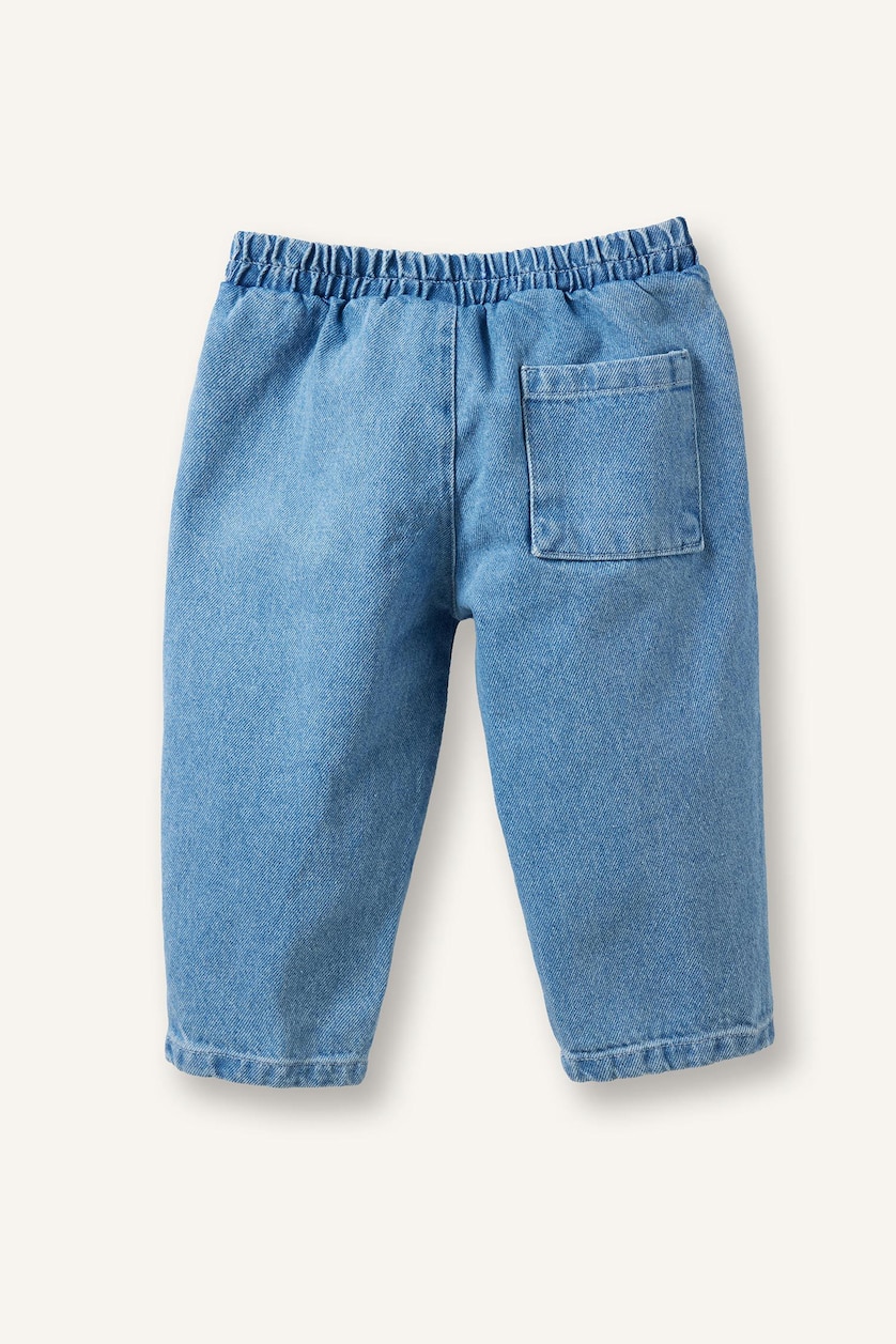 Erkek Bebek Açık Mavi %100 Pamuk Barrel Fit Jean Pantolon Erkek Bebek