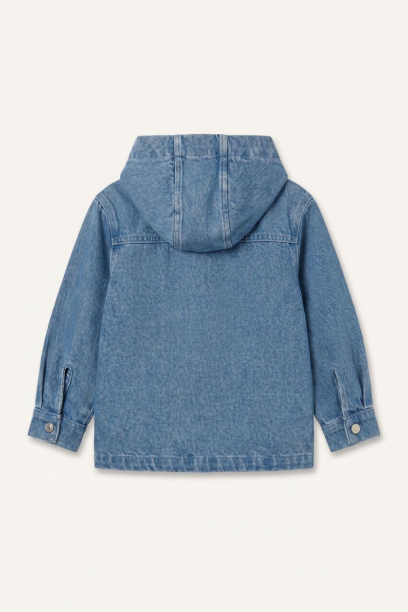 Erkek Bebek Açık Mavi Kapüşonlu Jean Ceket Erkek Bebek