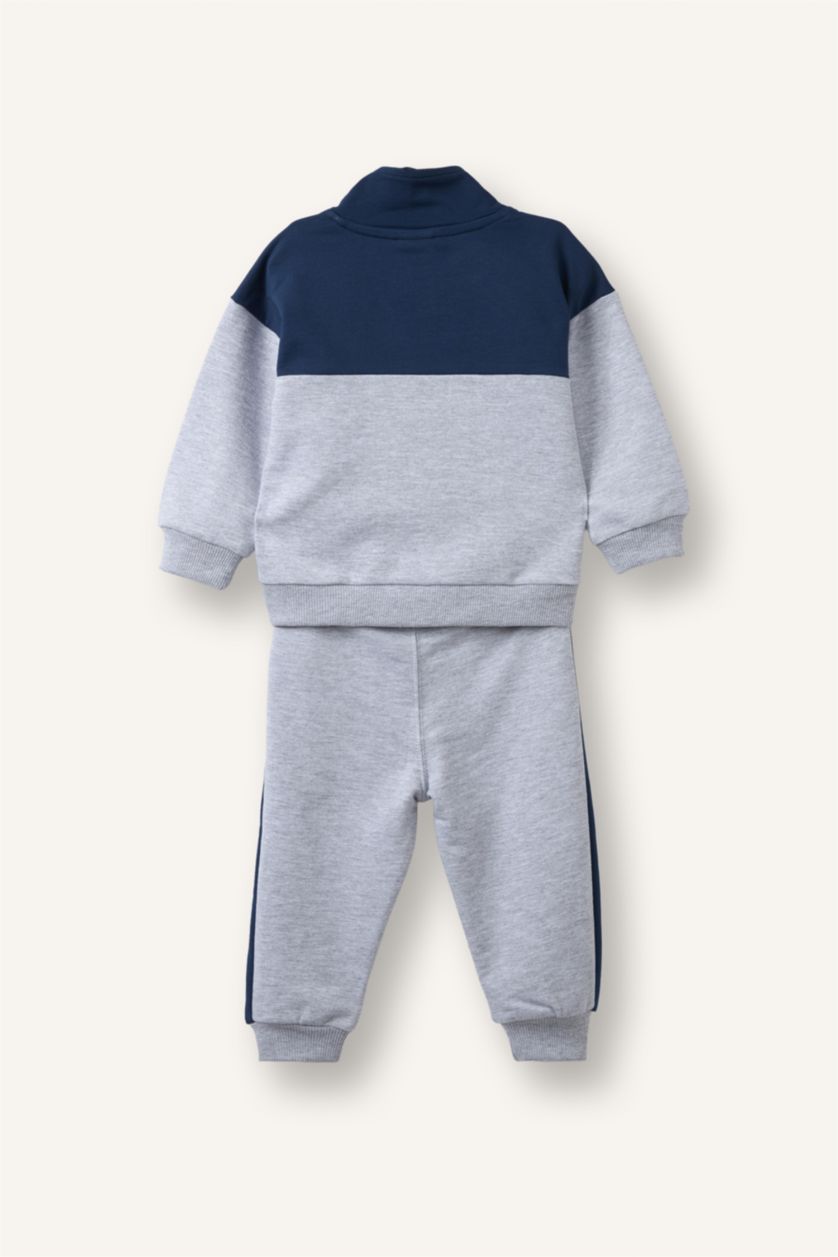 Baby Boys Light Grey Melange 2 piece Oversize Fit Slogan Set