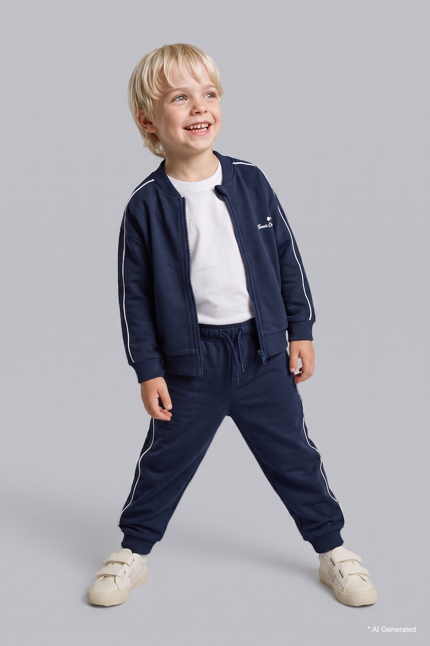 BABY BOY NAVY Baby Boy Slogan Printed 2 Piece Set
