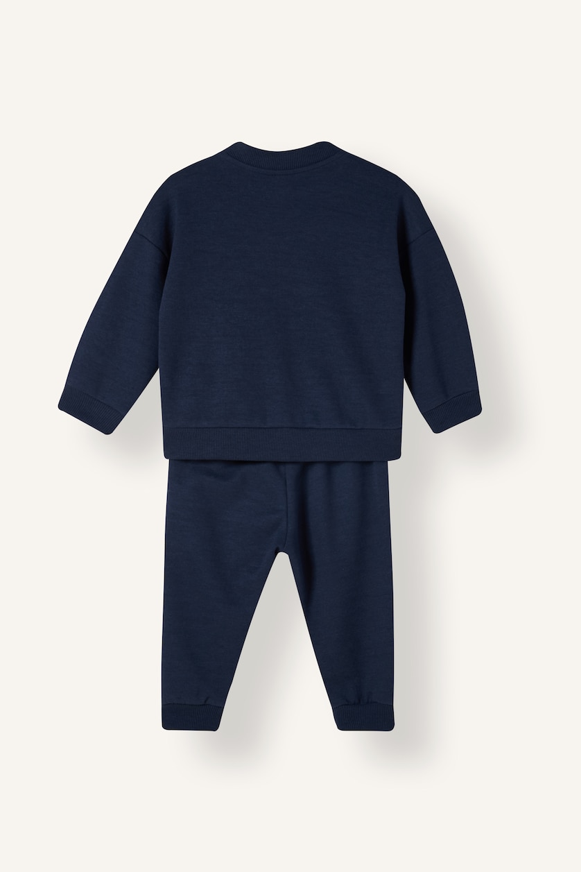 Erkek Bebek Lacivert 2'li Takım Baskılı Fermuarlı Sweatshirt Alt Erkek Bebek