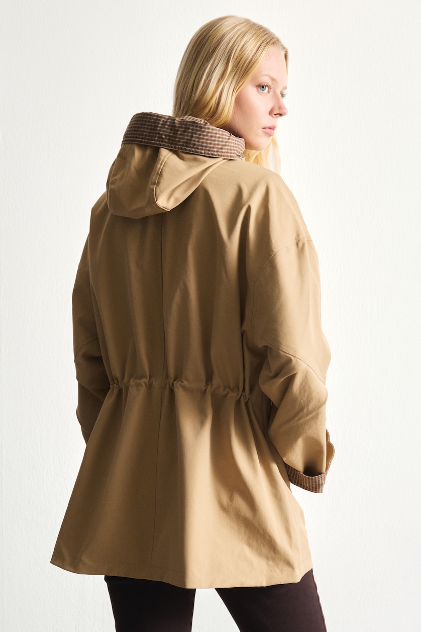 Women Stone Zipper Trenchcoat