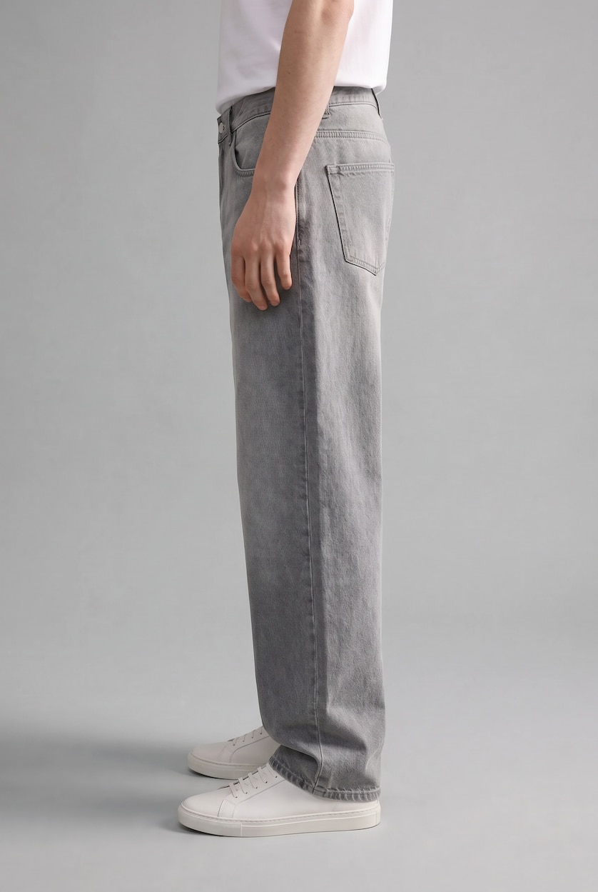 Men Grey Normal Waist Baggy Fit Trousers