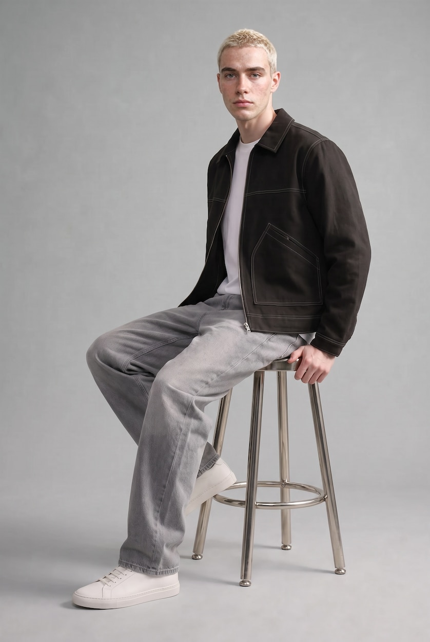 Men Grey Normal Waist Baggy Fit Trousers