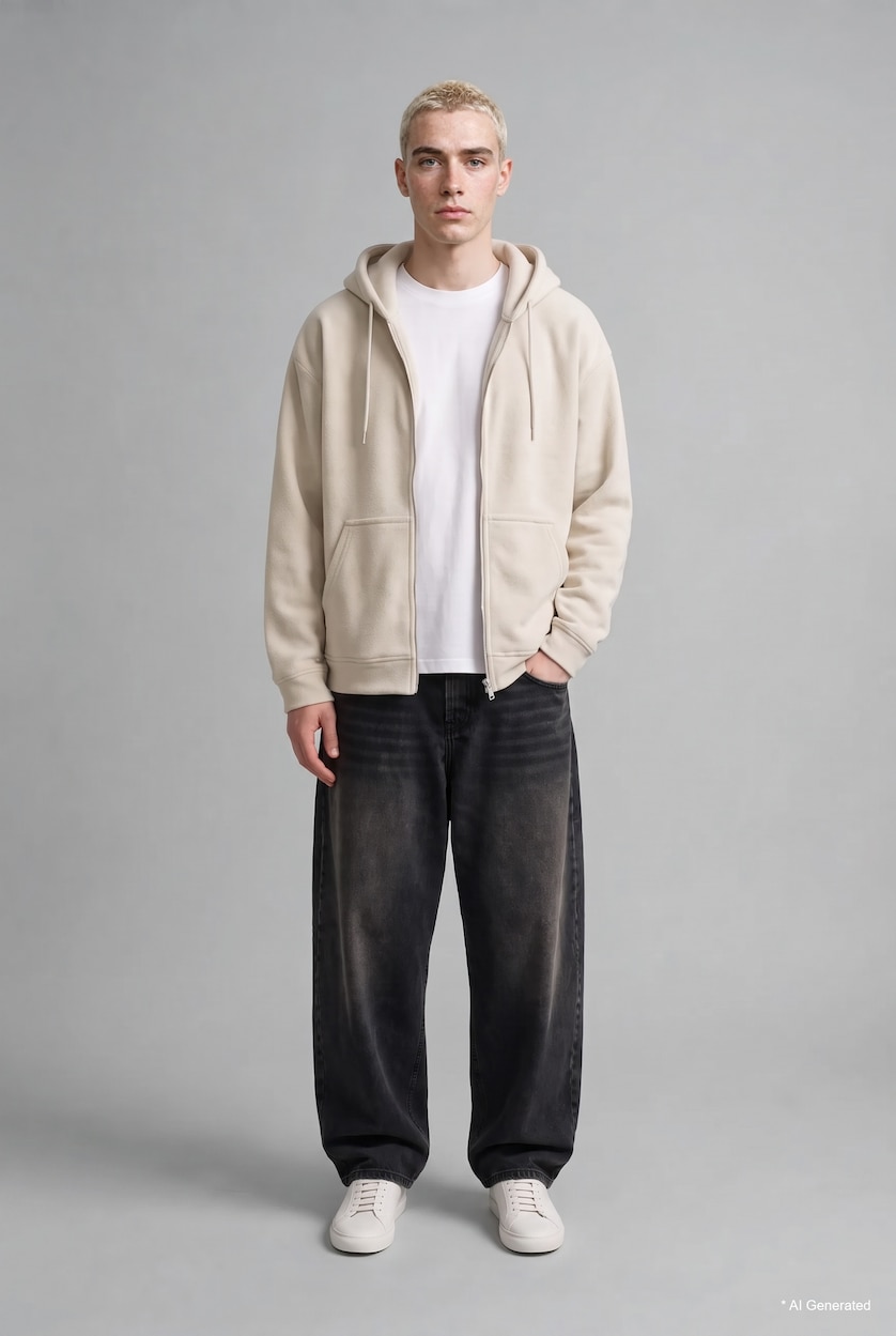 Men Anthracite Normal Waist Baggy Fit Trousers