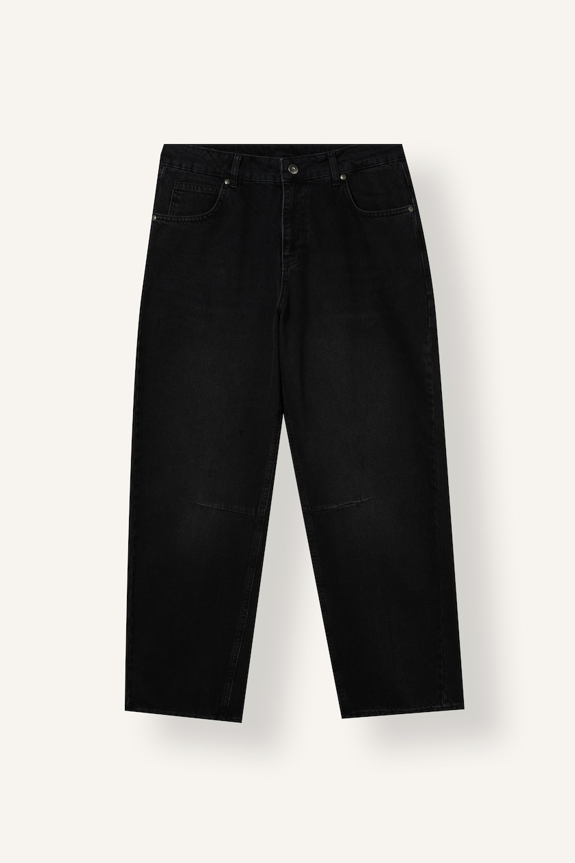 Erkek Siyah Barrel Fıt Jean