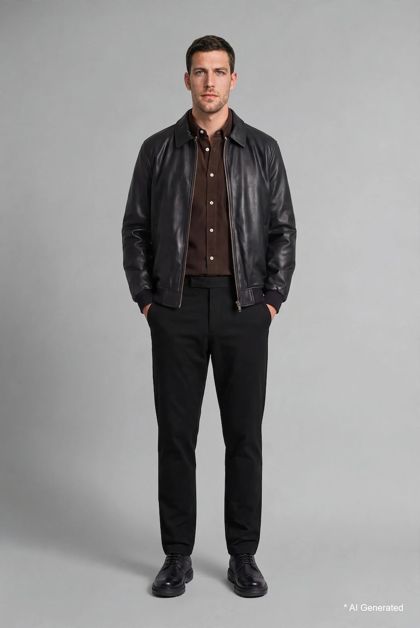 رجال أسود Regular Fit Trousers
