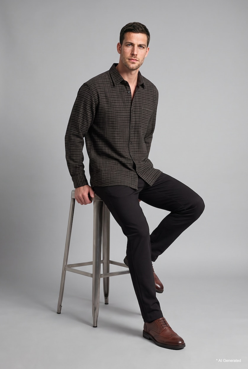 Мужчины Коричневый Брюки Regular Fit