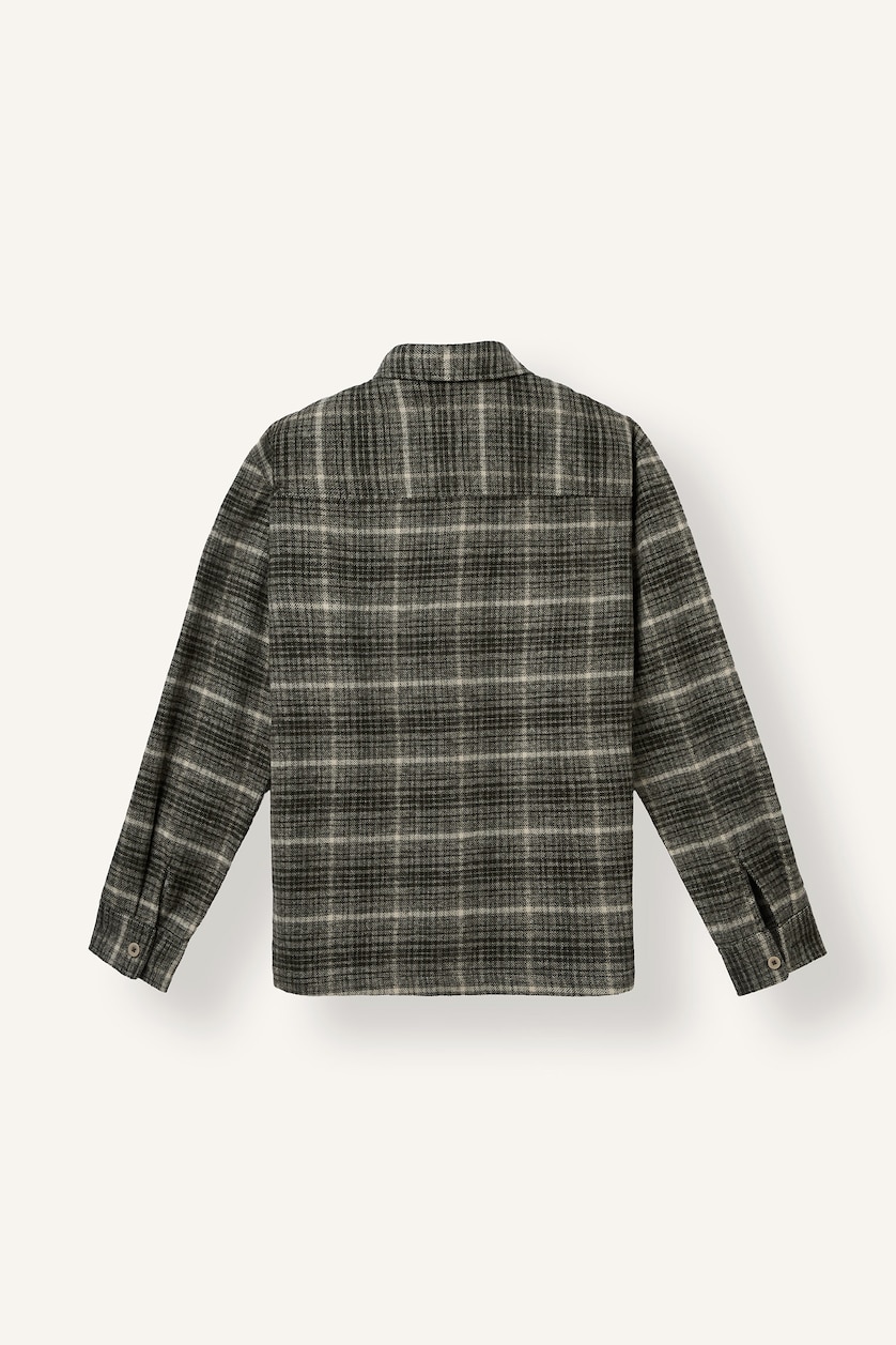 Men Dark Khaki Flanel Long Sleeve Shirt