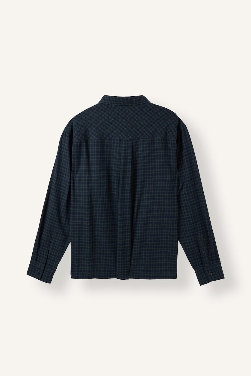 Men Dark Green Flanel Long Sleeve Shirt