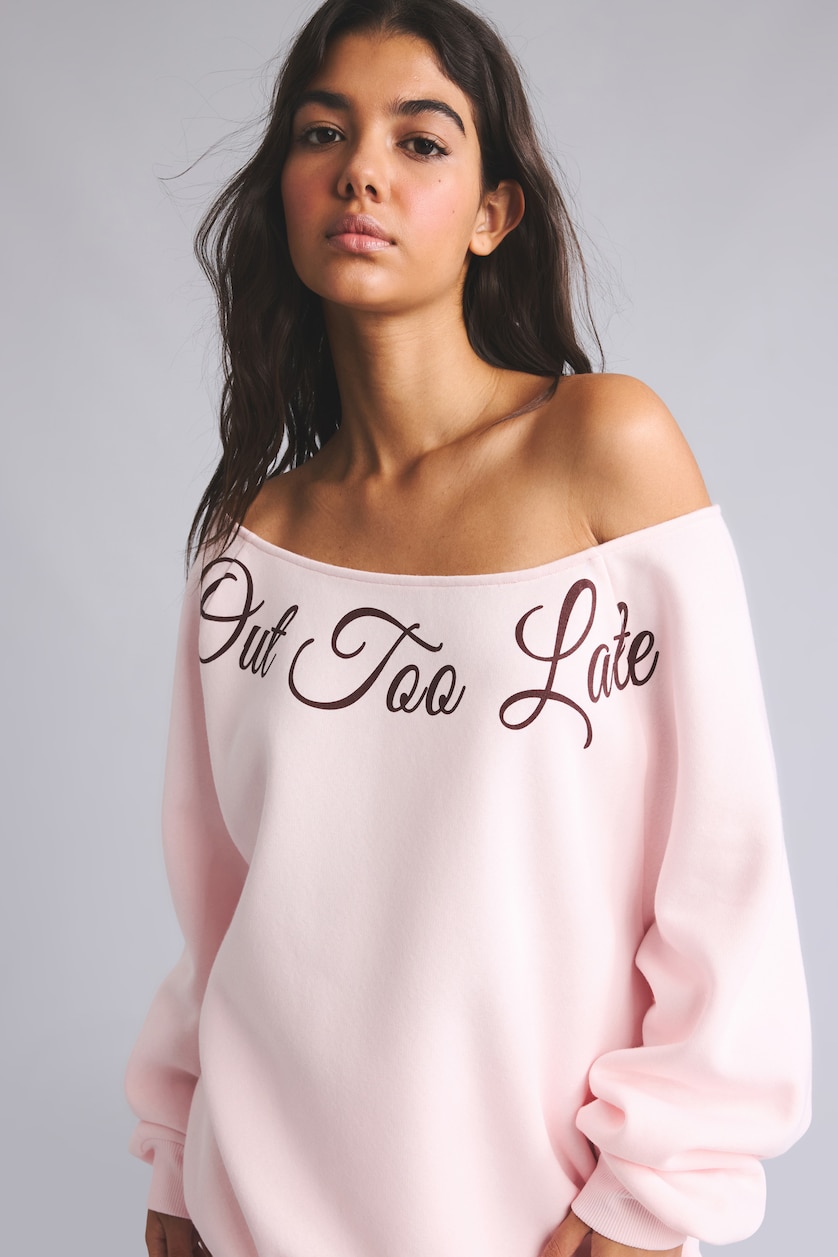 Women Light Pink Oversize Fit Thick Sweatshirt Fabric Sweatshirt