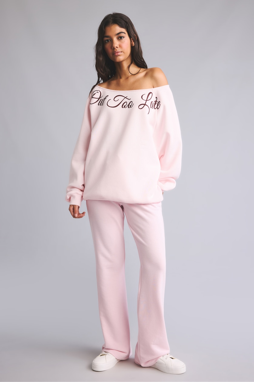 Women Light Pink Oversize Fit Thick Sweatshirt Fabric Sweatshirt