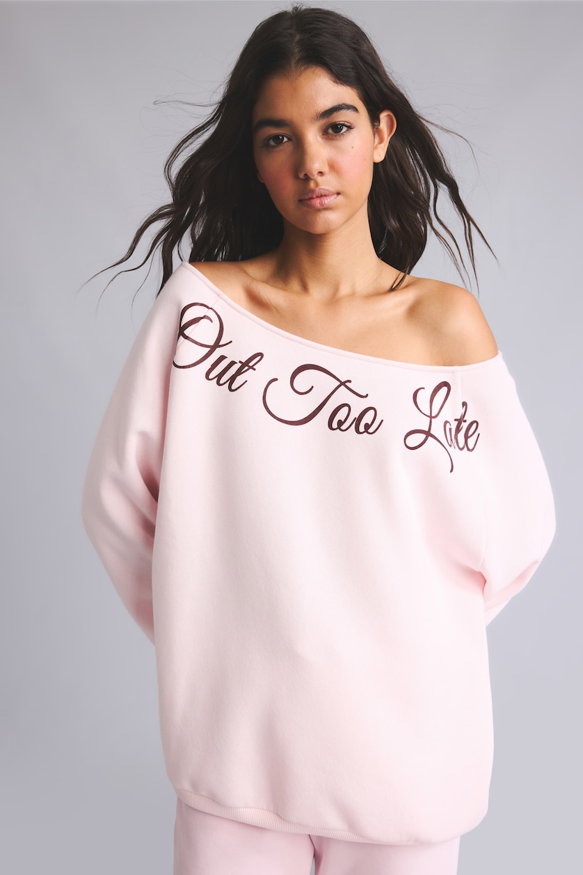 Women Light Pink Oversize Fit Thick Sweatshirt Fabric Sweatshirt