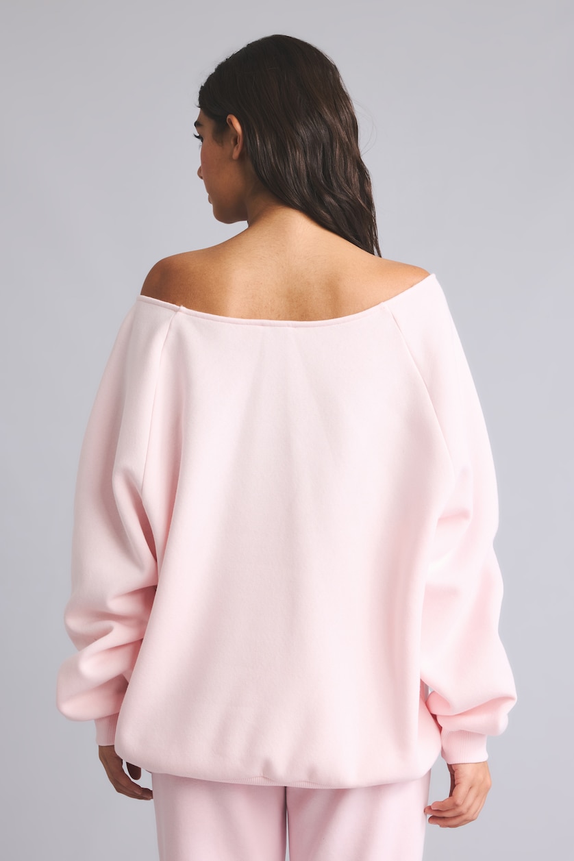 Women Light Pink Oversize Fit Thick Sweatshirt Fabric Sweatshirt