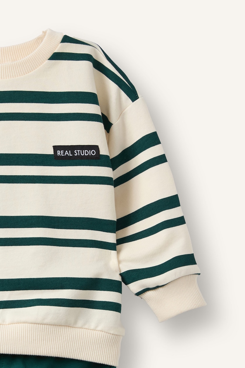 Baby Boy Dark Green سيت ولادي قماش خفيف - قطعتين