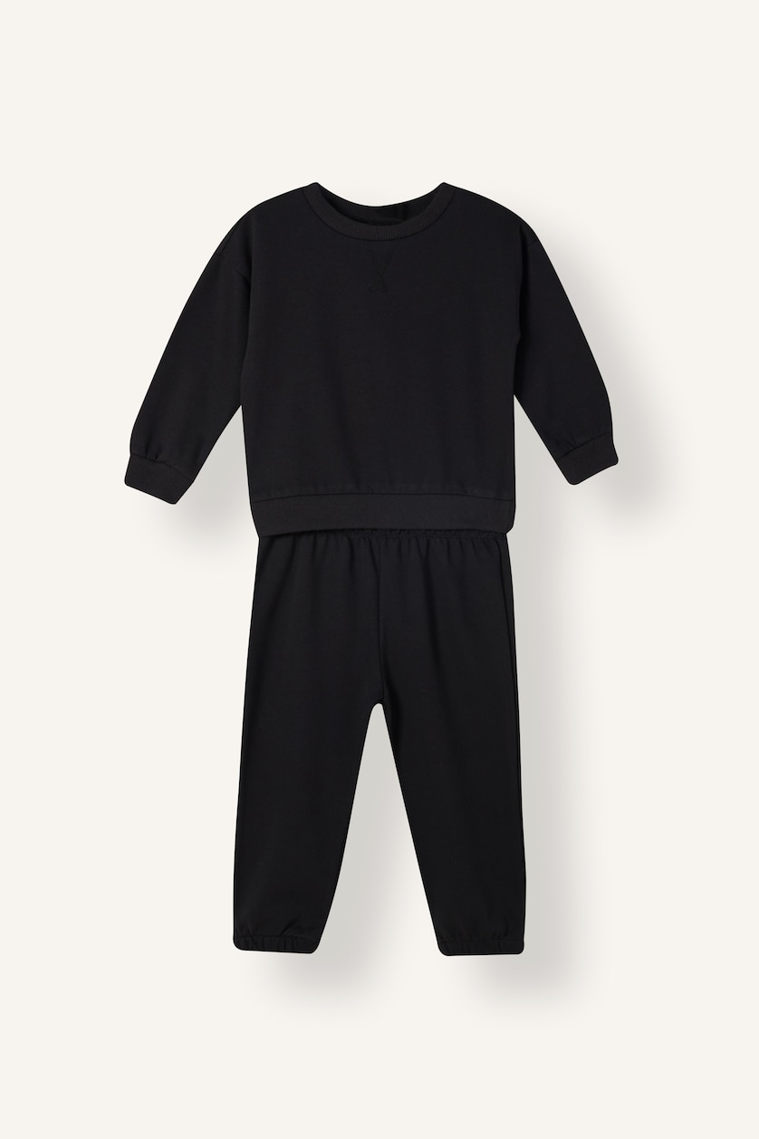 Baby Boys Black 2 piece Oversize Fit Crew Neck Set