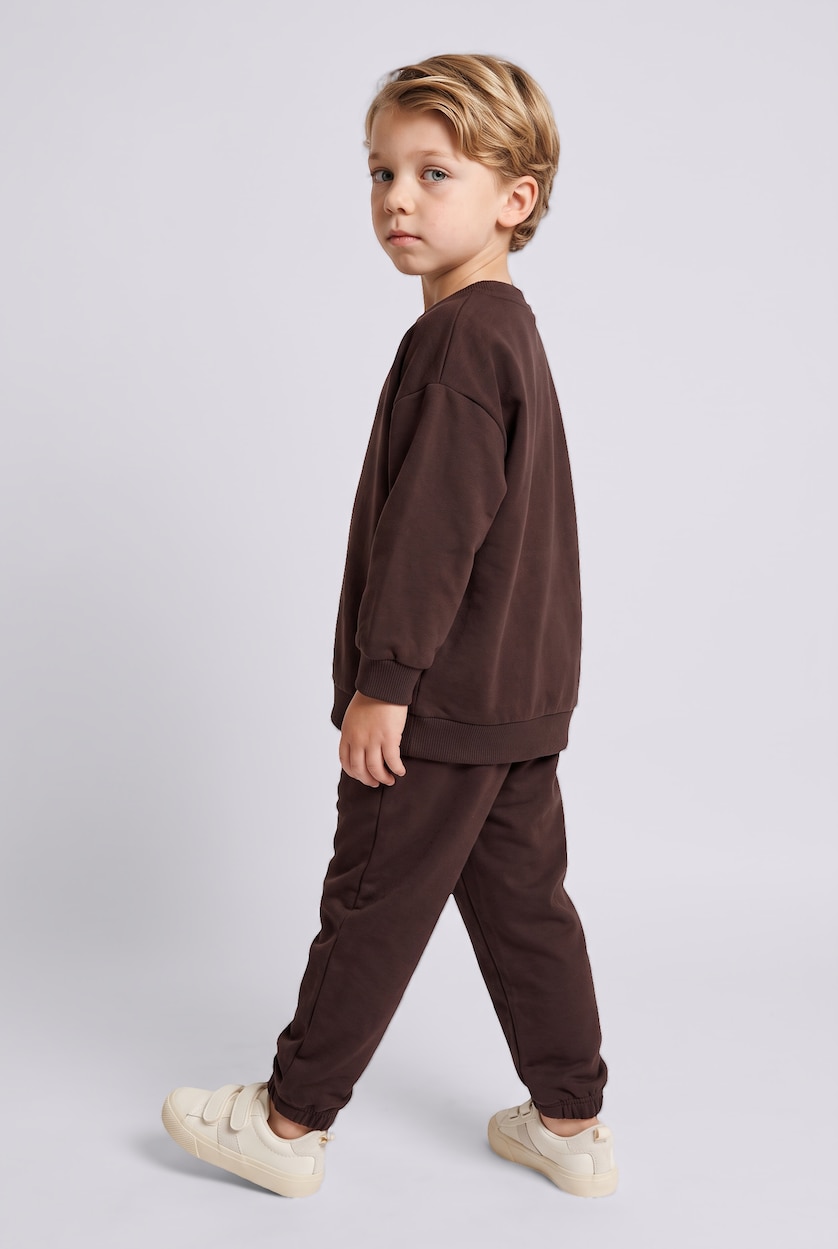 Baby Boys Brown 2 piece Oversize Fit Crew Neck Set