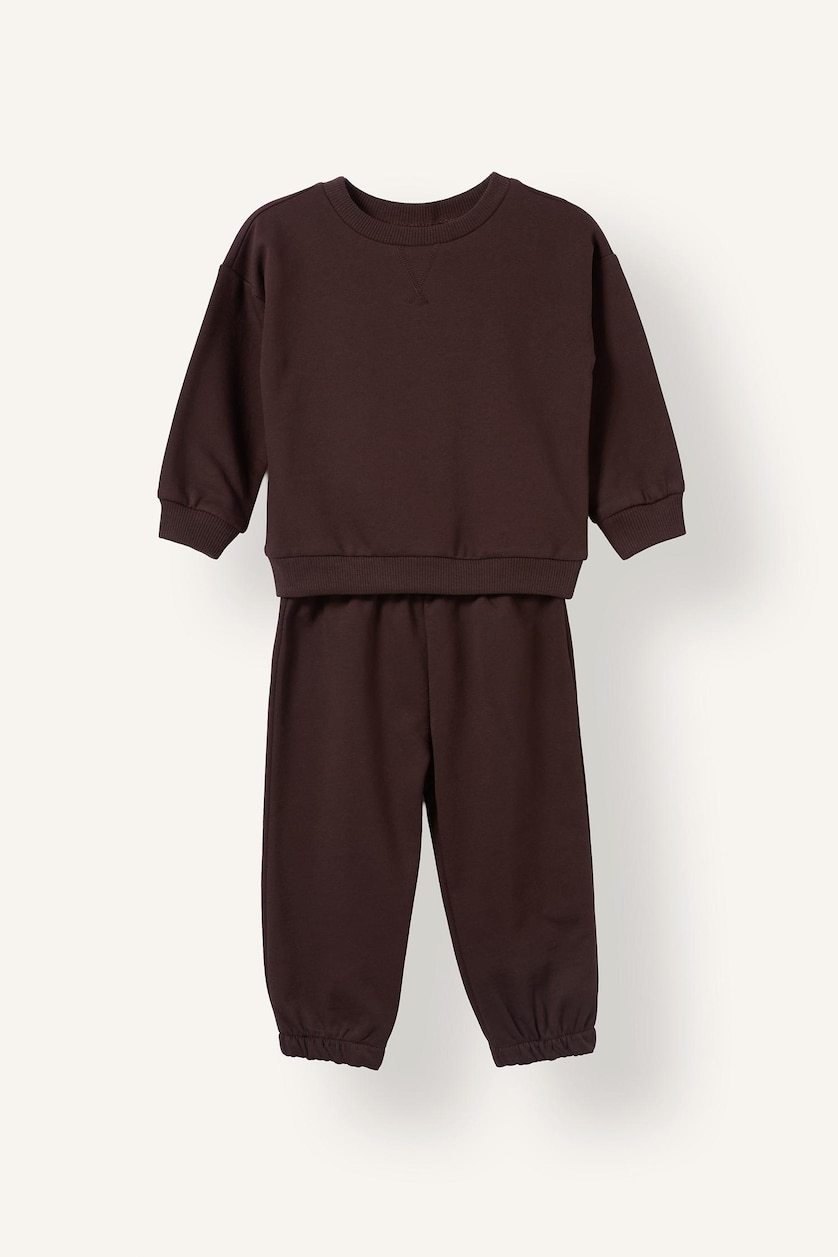 Baby Boys Brown 2 piece Oversize Fit Crew Neck Set