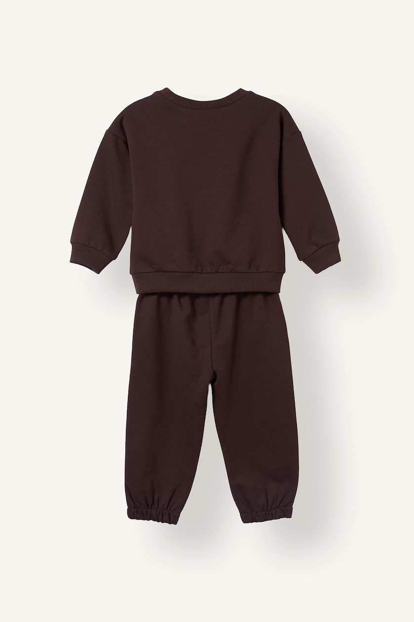 Baby Boys Brown 2 piece Oversize Fit Crew Neck Set