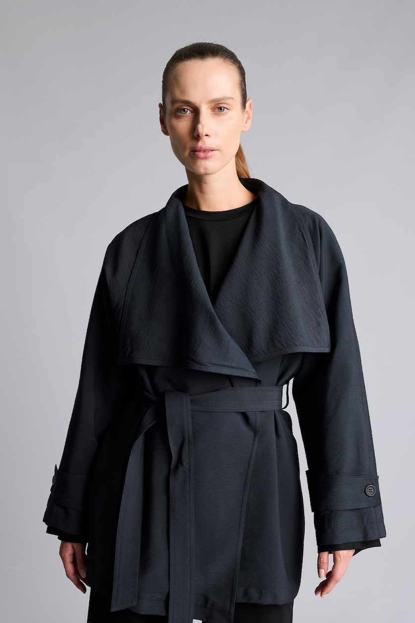 Kadın Antrasit Kuşaklı Regular Fit Trençkot