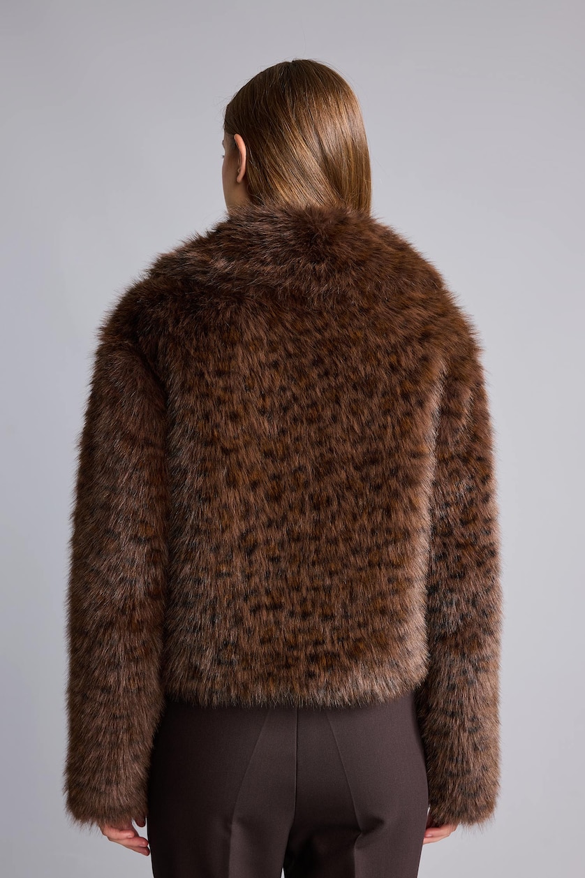 Women Brown Fur Coat Regular Fit Faux Fur