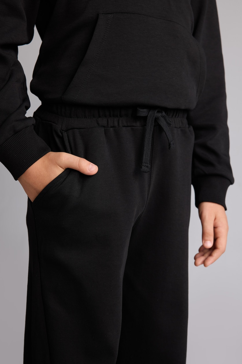GARÇONS Noir Ensemble Sweat capuche avec poche kangourou et Jogging large pour garçon