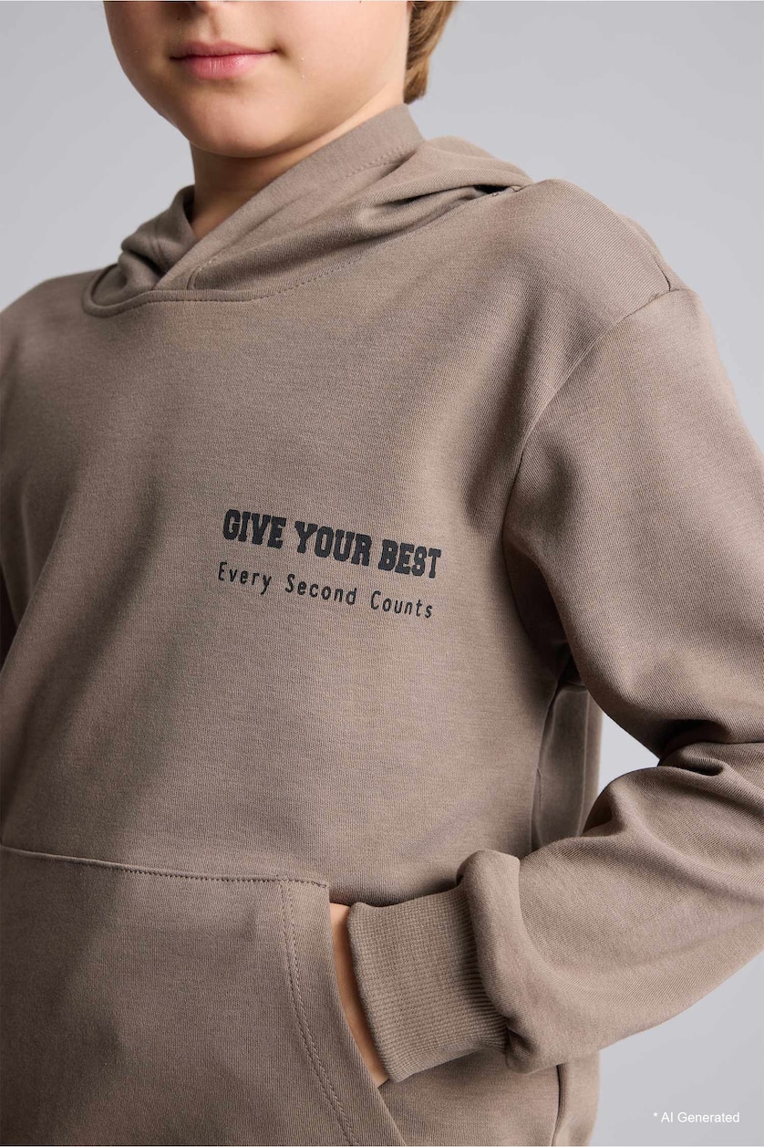 GARÇONS Marron Clair Ensemble Sweat capuche avec poche kangourou et Jogging large pour garçon