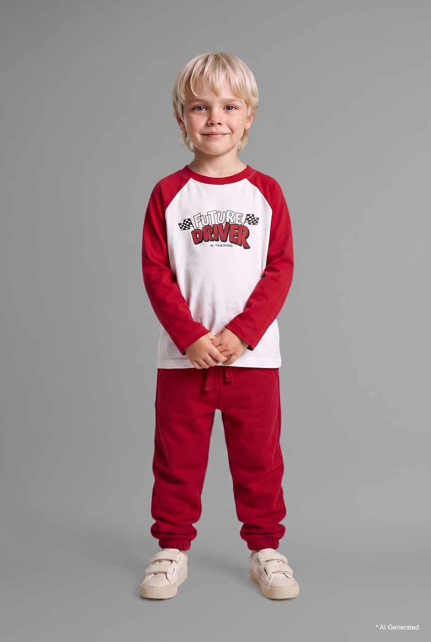 Baby Boy Red Baby Boy 100% Cotton Oversize Graphic 2 Piece T-Shirts