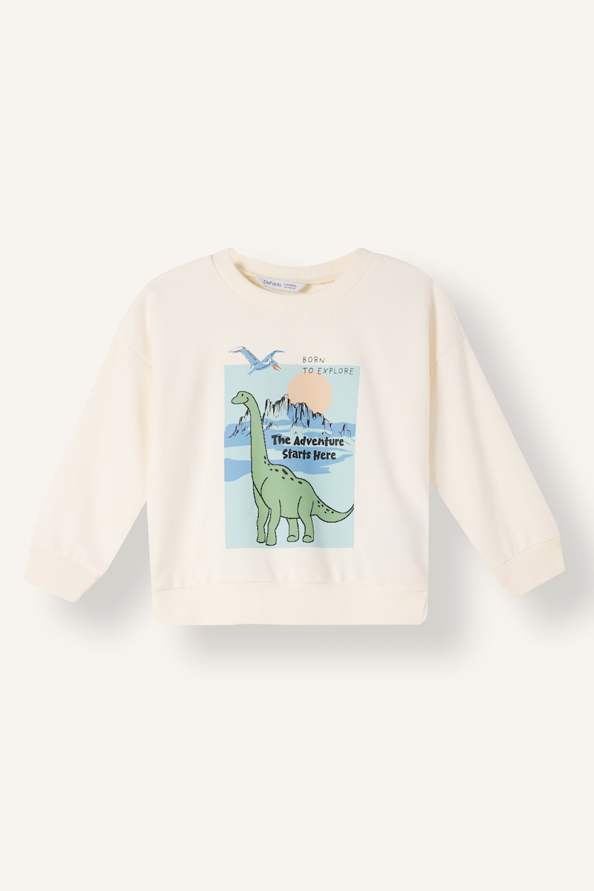 Erkek Bebek Açık Haki Baskılı Oversize 2'li Sweatshirt Erkek Bebek