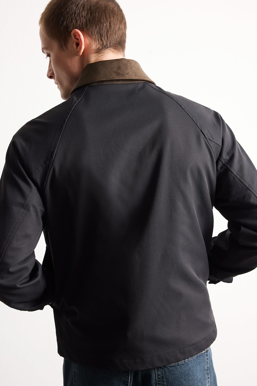 MAN NAVY Zipper Polo Collar Puffer Jacket