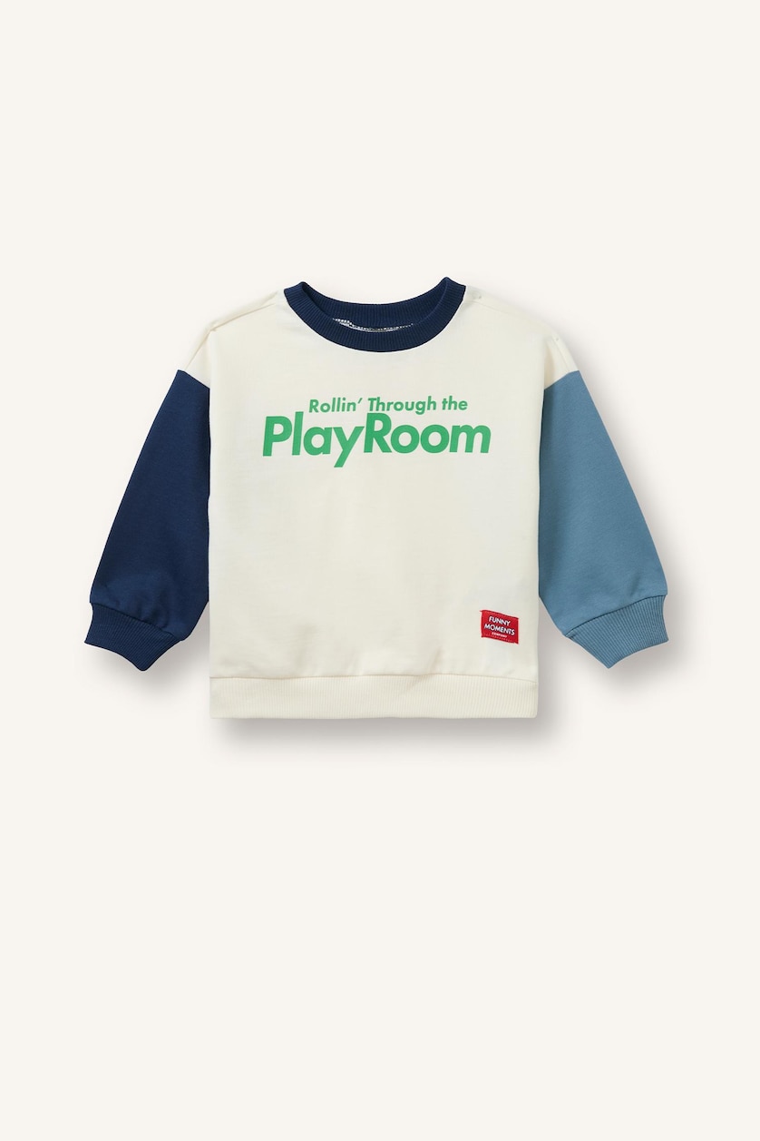 BÉBÉ GARÇON Écru Sweatshirt imprimé color block Coupe oversize pour bébé garçon