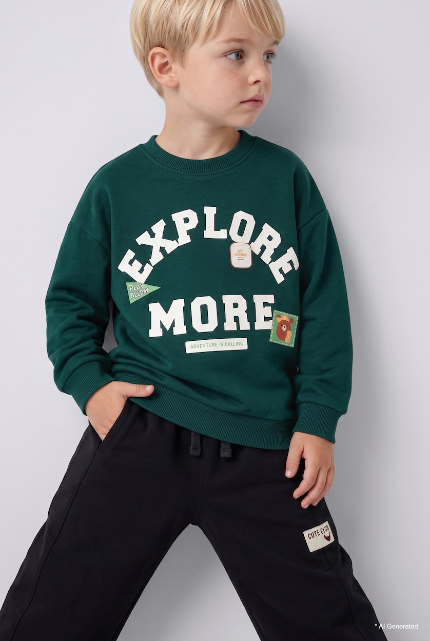 BABY BOY Dark Green Baby Boy Oversize Sweatshirt