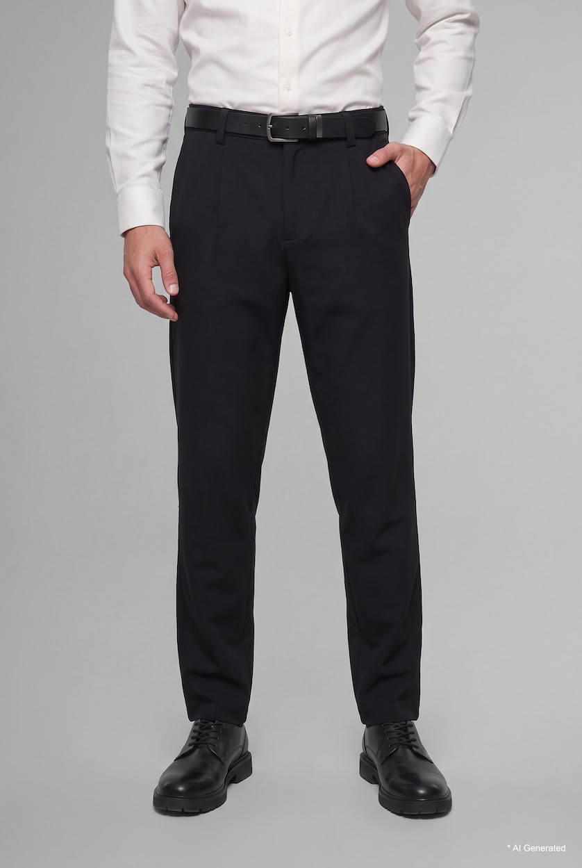 رجال كحلي Straight Fit Long Trousers