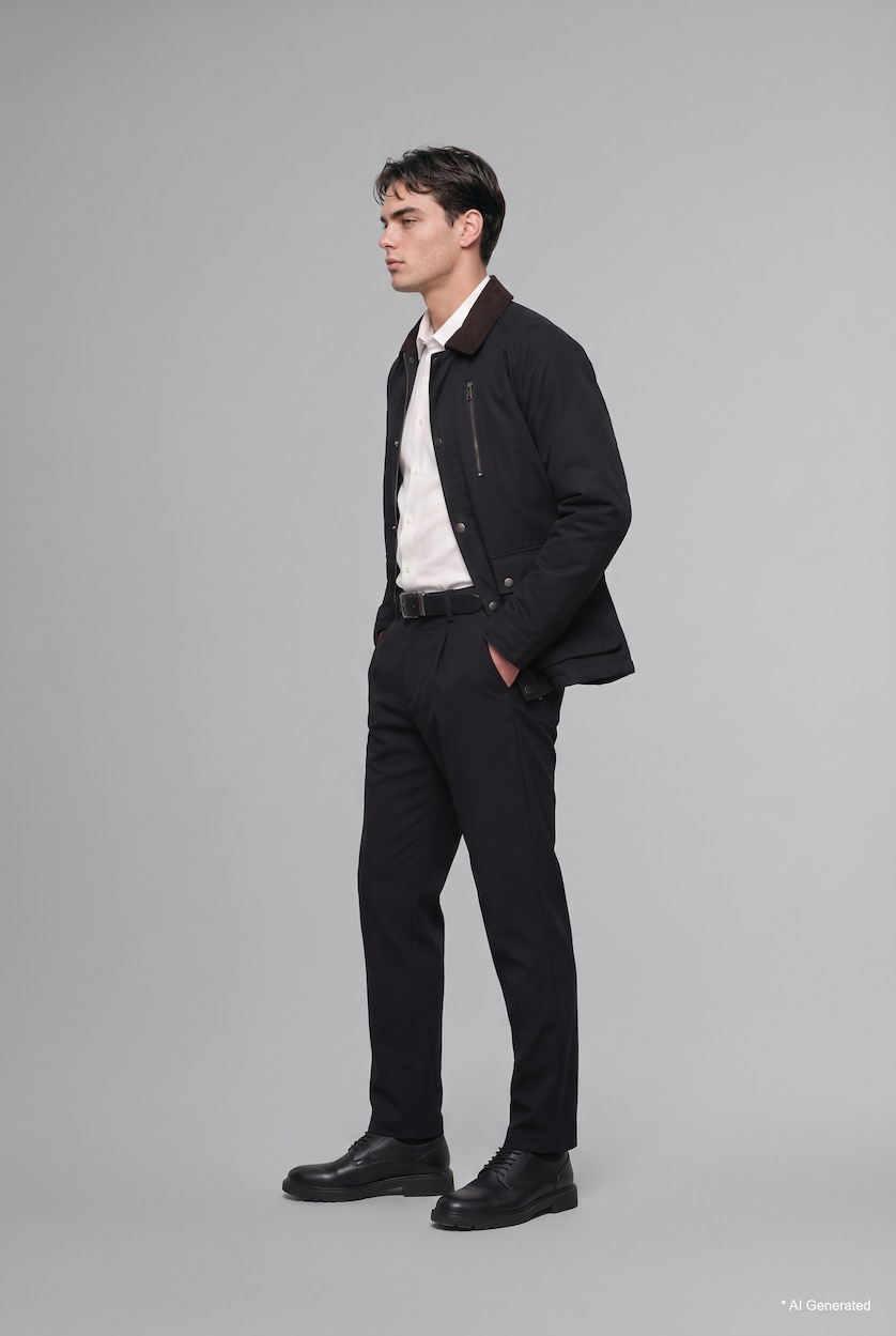 رجال كحلي Straight Fit Long Trousers
