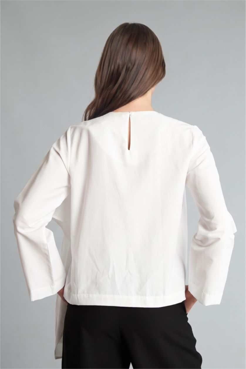 Women Ecru Regular Fit Voile Long Sleeve Tunic