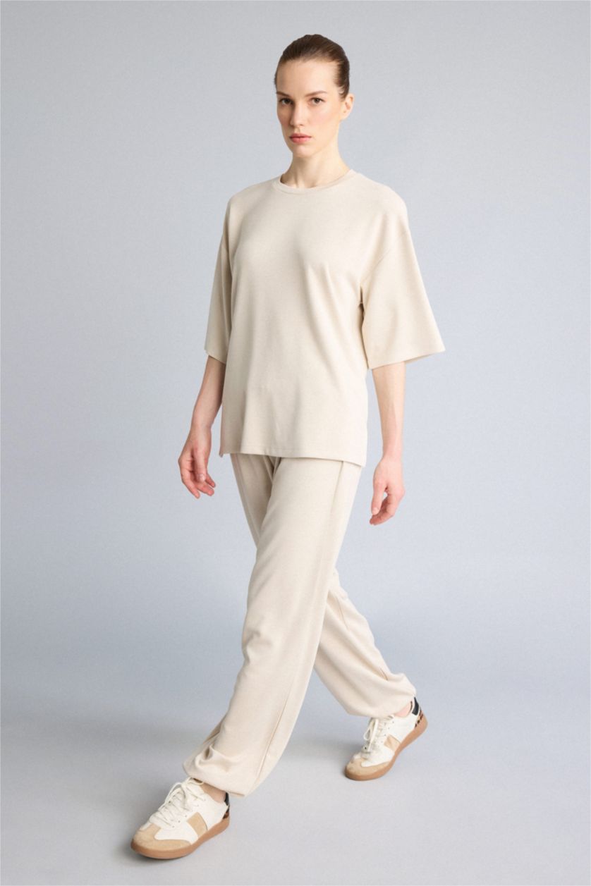 WOMAN Beige Balloon Fit modal Trousers