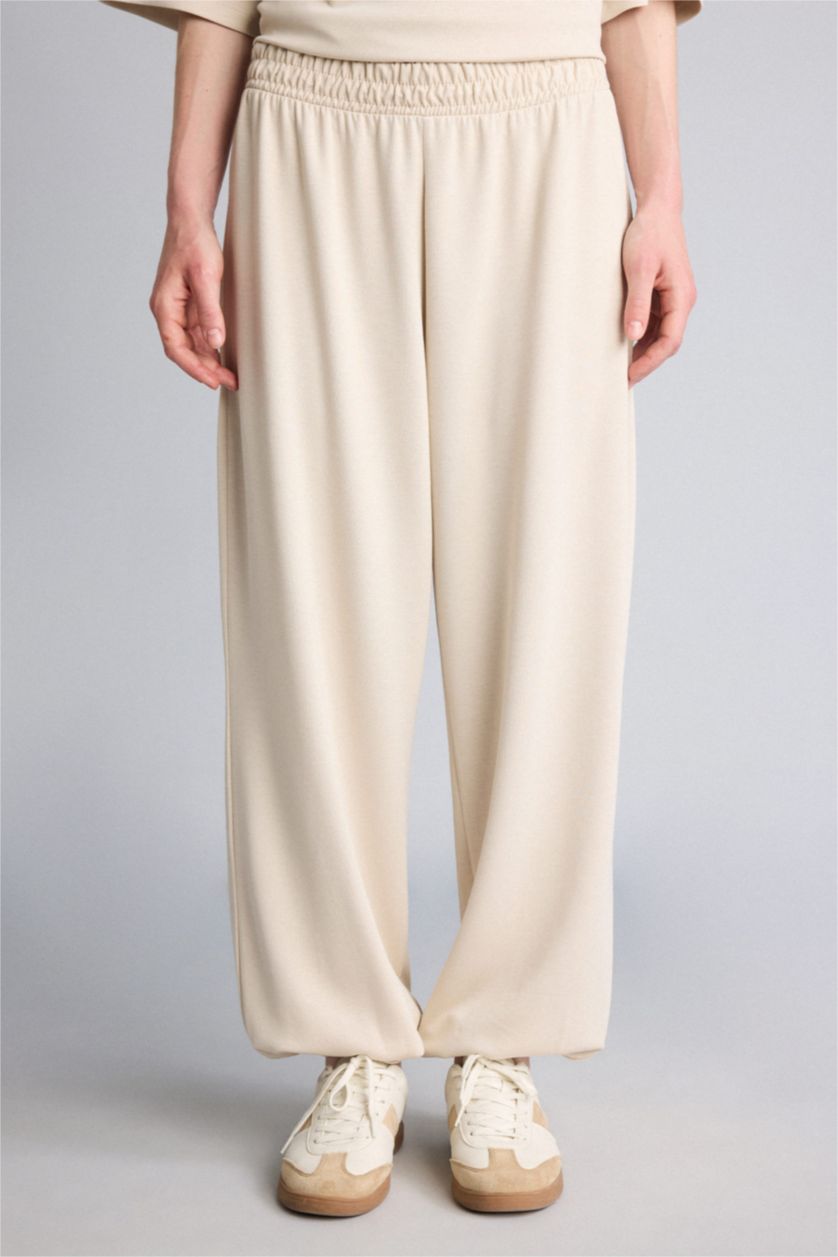 WOMAN Beige Balloon Fit modal Trousers