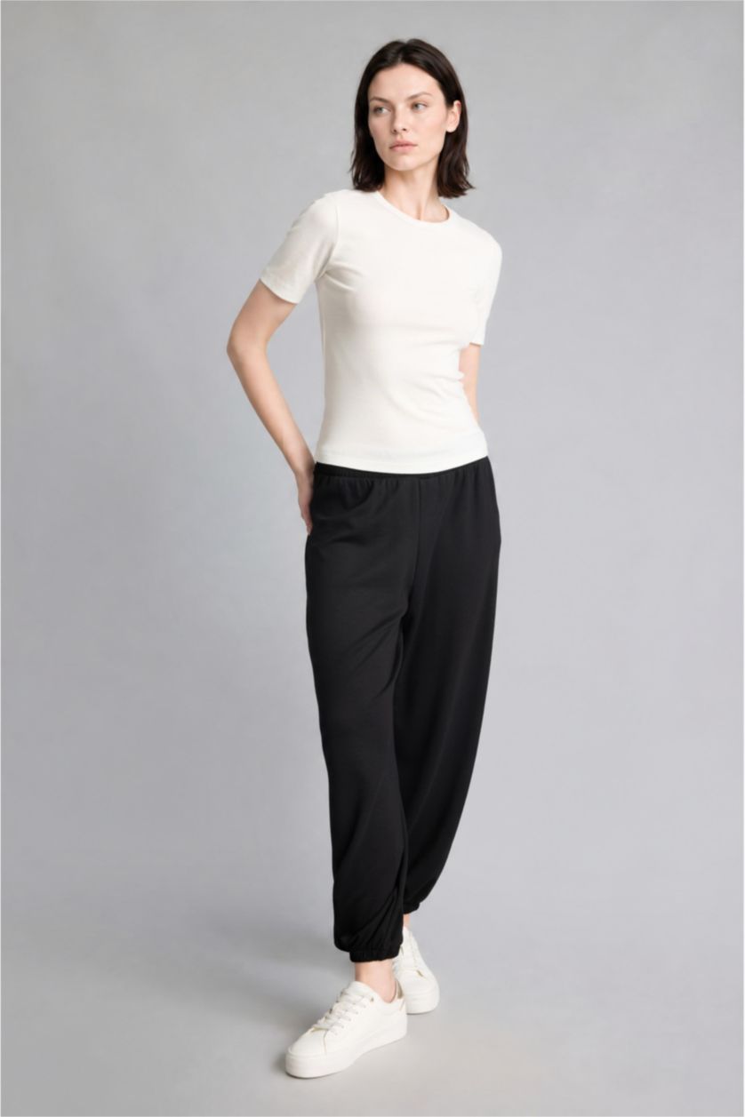 WOMAN Black Balloon Fit modal Trousers