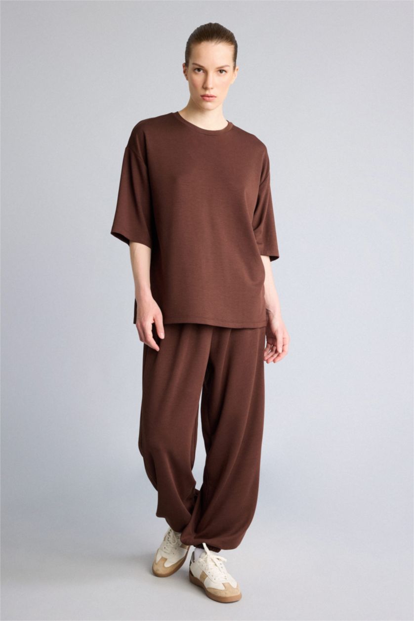 WOMAN Brown Balloon Fit modal Trousers