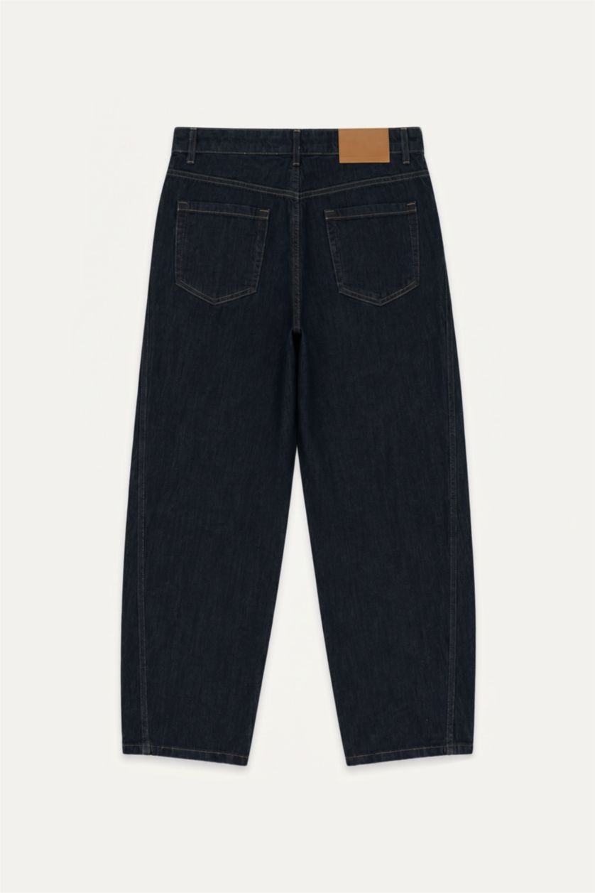 Erkek Koyu Mavi Super Baggy Fit Pantolon