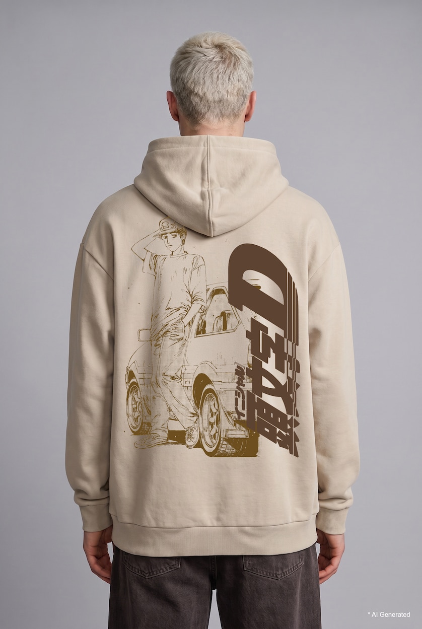 Man Beige Boxy Fit Thick Sweatshirt Fabric Sweatshirt