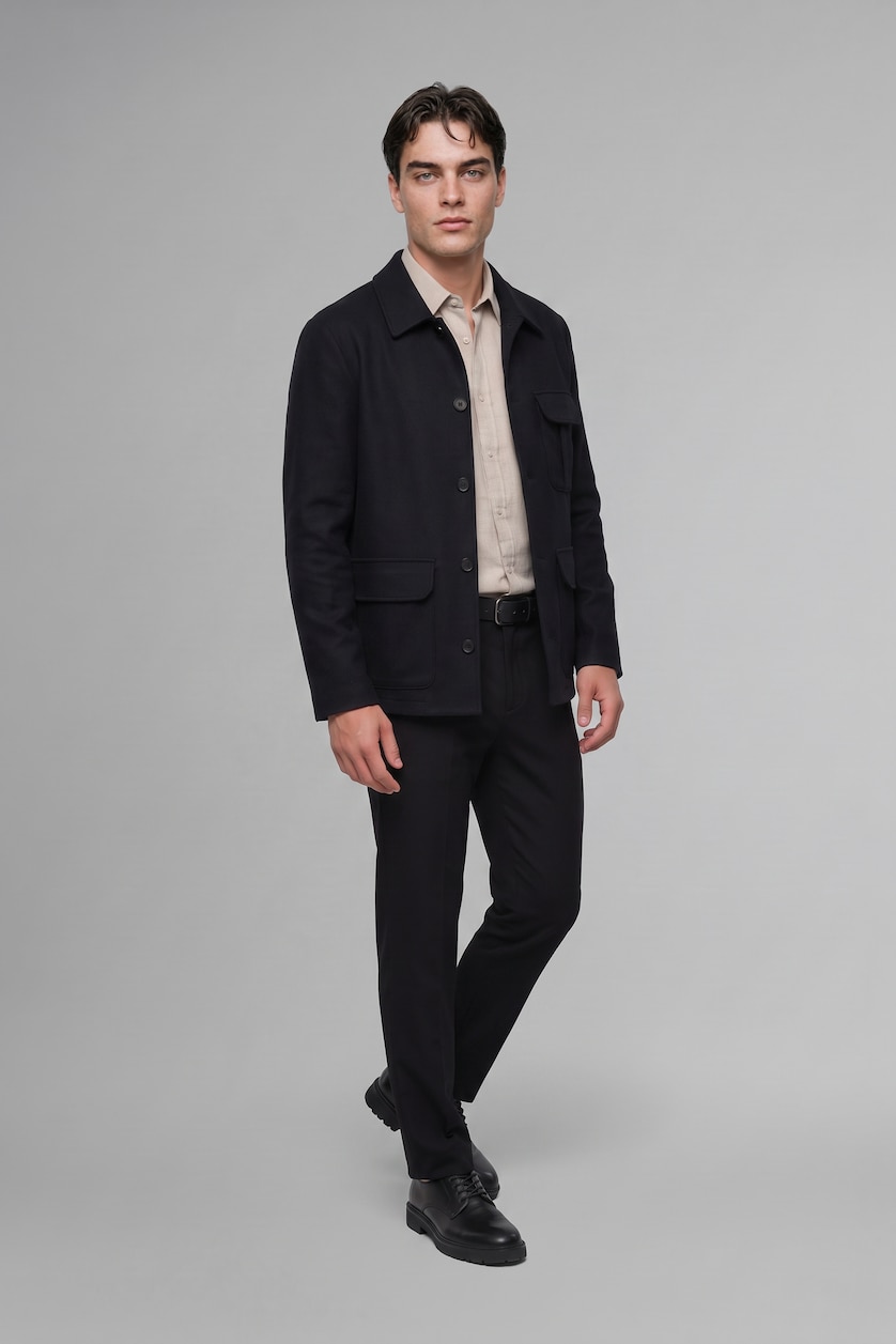Erkek Siyah Regular Fit Polo Yaka Blazer