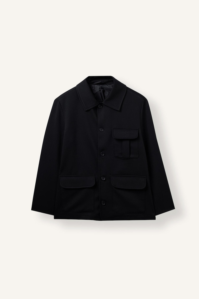 Erkek Siyah Regular Fit Polo Yaka Blazer