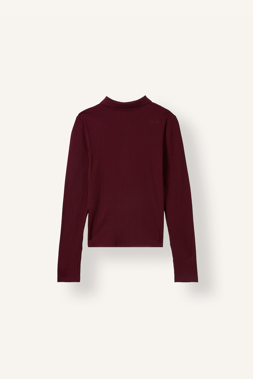 WOMAN Bordeaux Slim Fit Camisole Long Sleeve T-Shirt