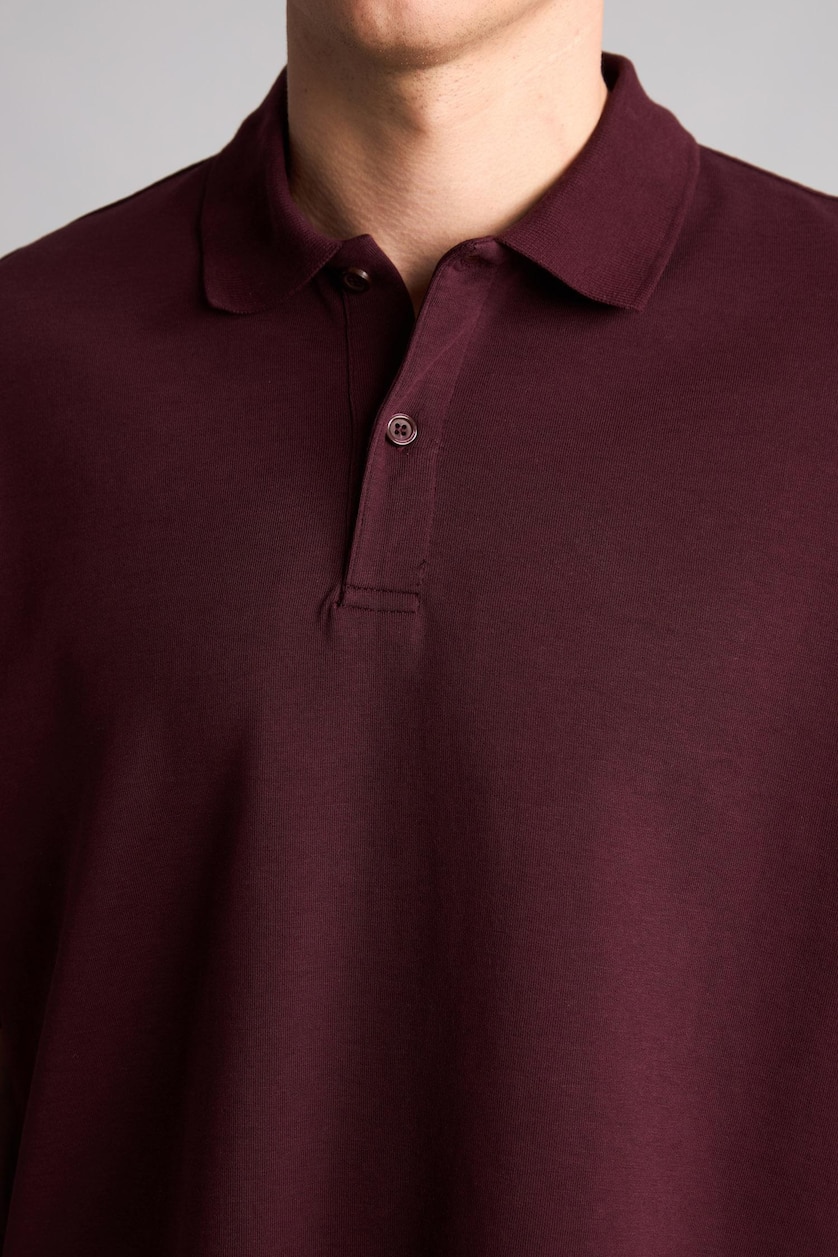 Erkek Koyu Bordo Boxy Fit Pamuklu Polo Tişört